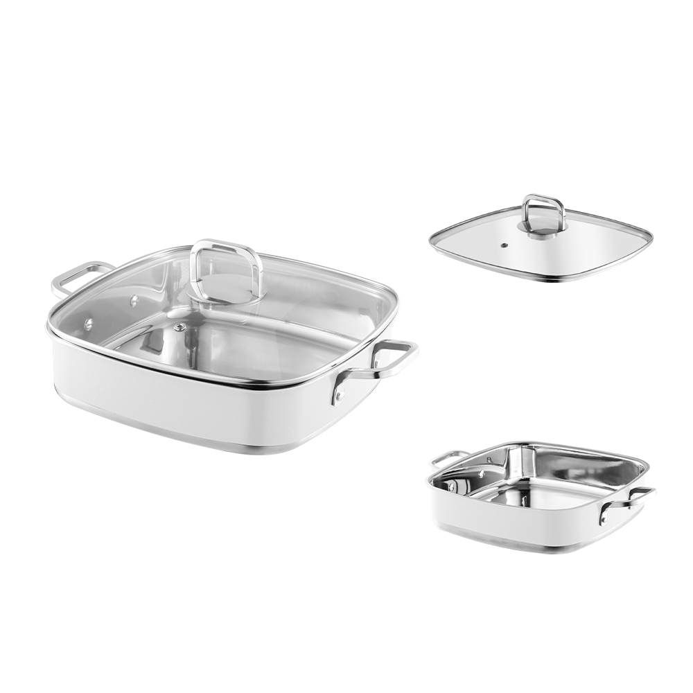 Yapamit Square Edelstahl 3 Ply Kochgeschirrset Küche Eintopftopf